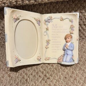 First Communion Keepsake Book with Boy Figurine